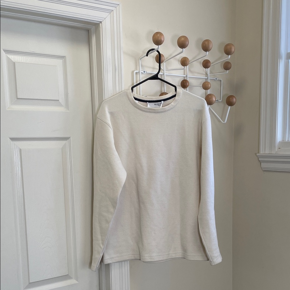 Selected Homme - Waffle Weaev Style Long Sleeve Shirt - Neutral Cream - S
